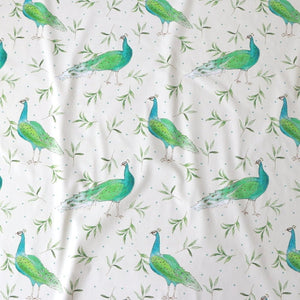 Peacock and Olive in Antique Cream- Cotton Drill