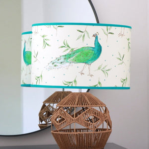 Peacock and Olive in Antique Cream- Cotton Drill