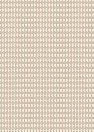 Harlequin Parade wallpaper by Annika Reed in beige, pattern sample of a small harlequin check