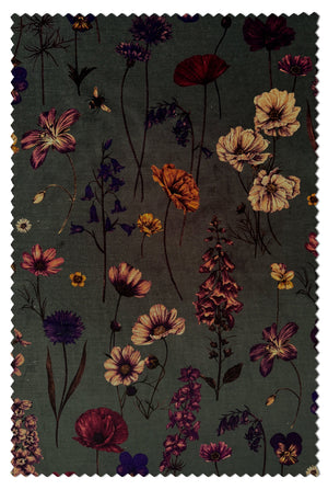 Botanica Verdigris Velvet Fabric by Victoria Sanders, fabric swatch