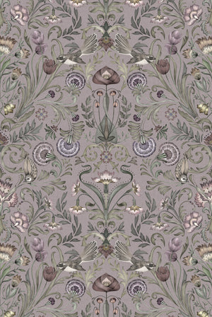 Victorian Bloom Wallpaper in Antique Lavender by Victoria Sanders, pattern