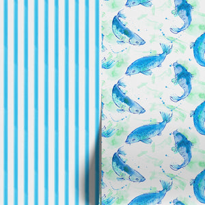 Blue Watercolour Beach Stripe Sustainable Wallpaper