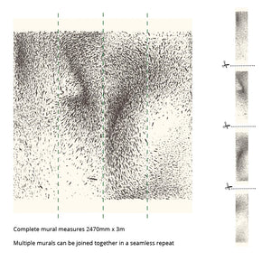 Disorder in Stasis Type II vinyl wallpaper by The Monkey Puzzle Tree in black and white, style sheet showing