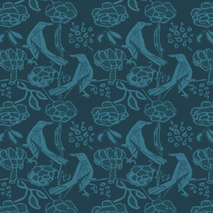 Chattering of Choughs Linen- Deco Blue