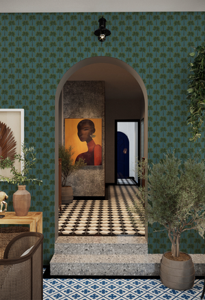 Little Palma in Lagoon Vinyl Wallpaper