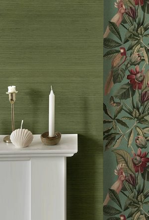 Treetop Green Grasscloth