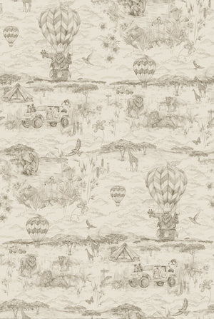 Lyons Den Wallpaper in Parchment by Victoria Sanders, full pattern repeat