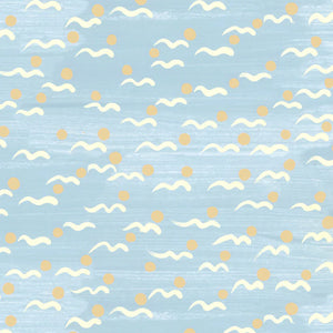 Malo wallpaper by Claire de Quénetain in yellow, full repeat of scattered tiny motifs