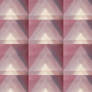 Motif wallpaper by Tatie Lou in pink, pattern sample of geometric pyramids