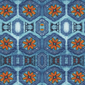 Blue and Tangerine Nui Burst Velvet