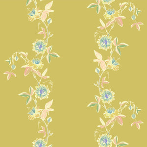 Passion Flower wallpaper by Tatie Lou in yellow, full repeat of trailing passion flowers