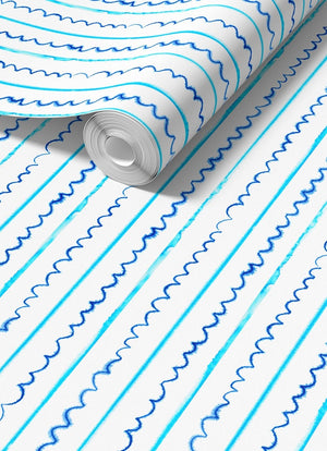 Sea Lines Stripe Sustainable Wallpaper