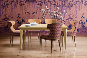 Wisteria Peony and Cranes Wallpaper