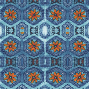 Blue and Tangerine Nui Burst Wallpaper
