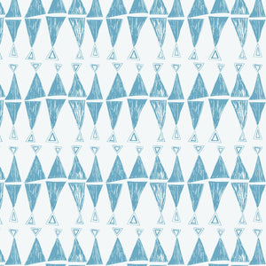 Triangles Velvet Fabric in Aegean