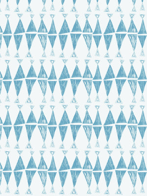 Triangles Linen Fabric in Aegean