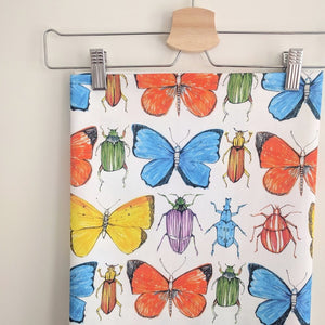 Beetle and Butterfly Fabric- Cotton Drill