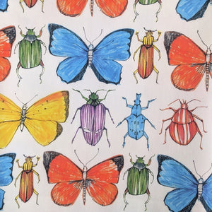 Beetle and Butterfly Fabric - Organic Cotton
