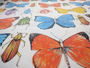 Beetle and Butterfly Fabric - Organic Cotton