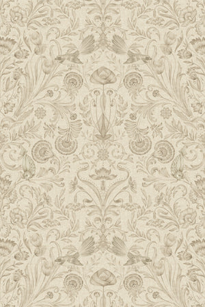 Victorian Bloom Wallpaper in Chalk by Victoria Sanders, pattern