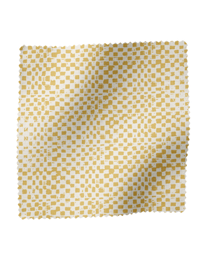 Checkers Linen Fabric in Ochre