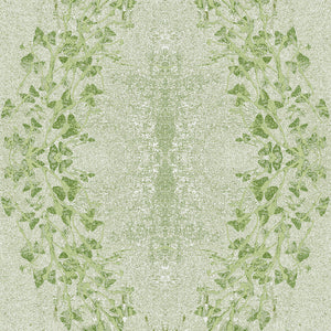 Clover Garden grasscloth by Dami and Em Design in light green, full repeat of a trailing clover motif