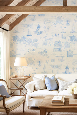 Days Like These Wallpaper in Cornflower by XV Interiors and Victoria Sanders, room setting