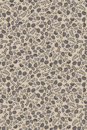 Annabelle wallpaper by Curate Space in charcoal grey, full repeat of ditsy hand-painted florals