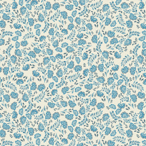 Annabelle wallpaper by Curate Space in teal, full repeat of ditsy hand-painted florals
