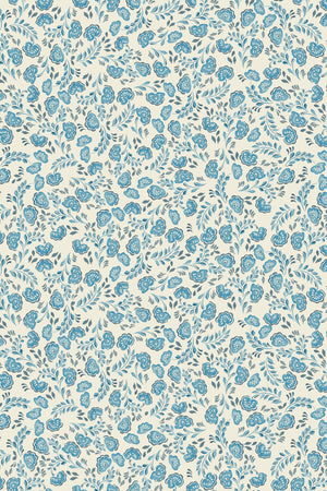 Annabelle wallpaper by Curate Space in teal, full repeat of ditsy hand-painted florals