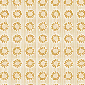 Mabel wallpaper by Curate Space in yellow, full repeat of small rosette motifs