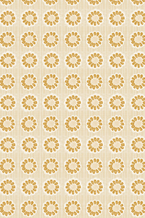 Mabel wallpaper by Curate Space in yellow, full repeat of small rosette motifs