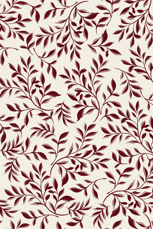 Marni wallpaper by Curate Space in rust orange, full repeat of sweeping leafy vines