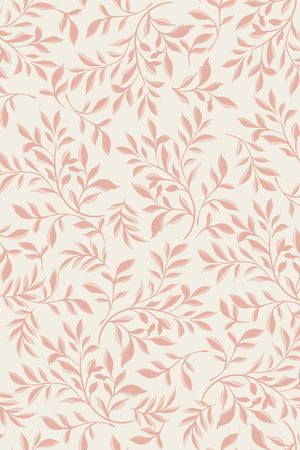 Marni wallpaper by Curate Space in soft pink, full repeat of sweeping leafy vines