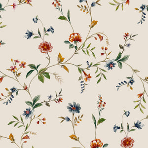 Paloma Curate Space wallpaper in off-white, full repeat of trailing floral stems