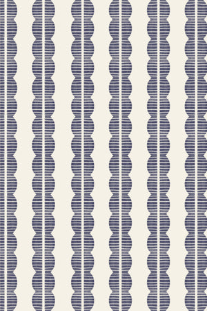Rosalie wallpaper by Curate Space in navy, full repeat of a scalloped stripe