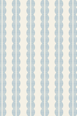 Rosalie wallpaper by Curate Space in soft blue, full repeat of a scalloped stripe
