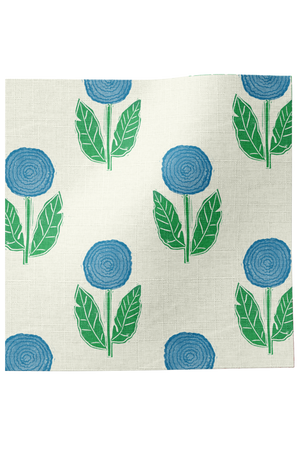 Dahlia Linen Fabric in Blue