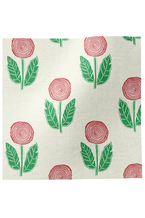Dahlia Linen Fabric in Red