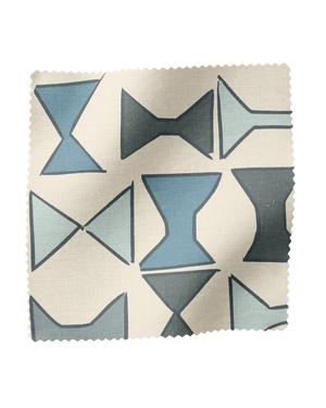 Diablo Linen Fabric in Blues