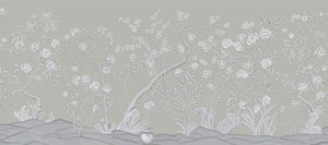 Peacock Garden in Bloom Wallpaper — Concrete