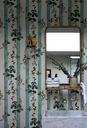 Fiorita Stripe Blue Wallpaper