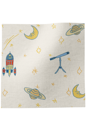 Float Away into Space Linen Fabric by Annika Reed Studio