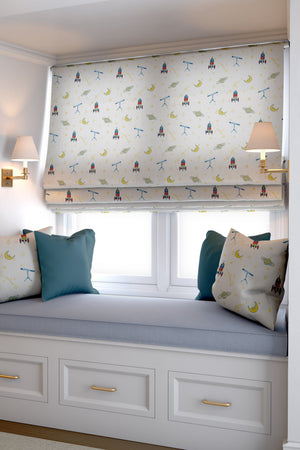 Float Away into Space Linen Fabric by Annika Reed Studio