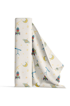 Float Away into Space Linen Fabric by Annika Reed Studio