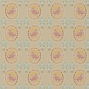 Flying Horse of the Silk Road Linen Fabric by Annika Reed Studio