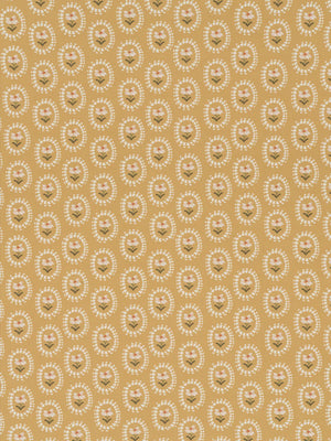 Folly wallpaper by Parker and Jules in mustard, full repeat of small sunburst medallions
