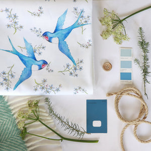 Forget Me Not Swallow- Cotton Twill