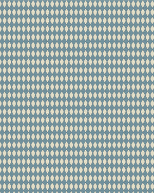 Harlequin Parade wallpaper by Annika Reed in blue, full repeat of a small harlequin check