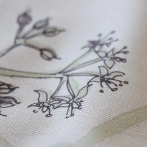 Wrens in the Ivy Organic Calico Fabric Linen